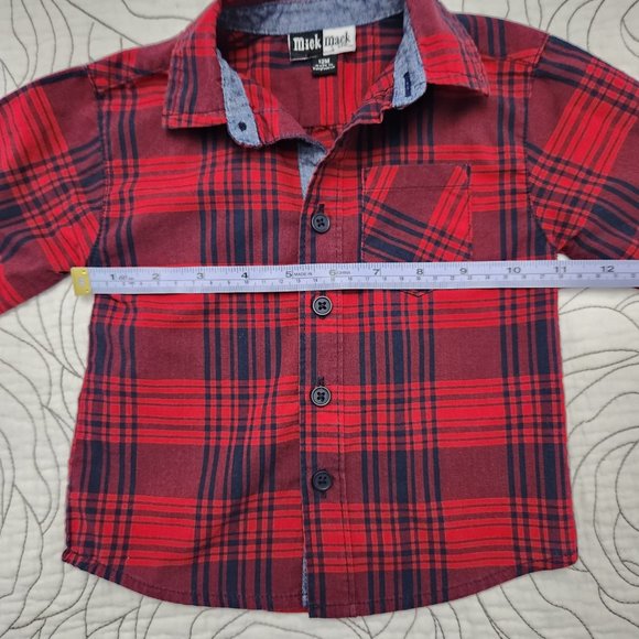 FREE W/ BUNDLE [12M] Red Plaid Mick Mack Button Up - Picture 3 of 6